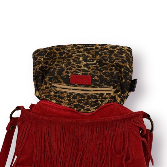 🛍️SALE🛍️ Vintage Women’s 100% Genuine Leather Suede FRINGE CROSSBODY BAG - Picture 9 of 14